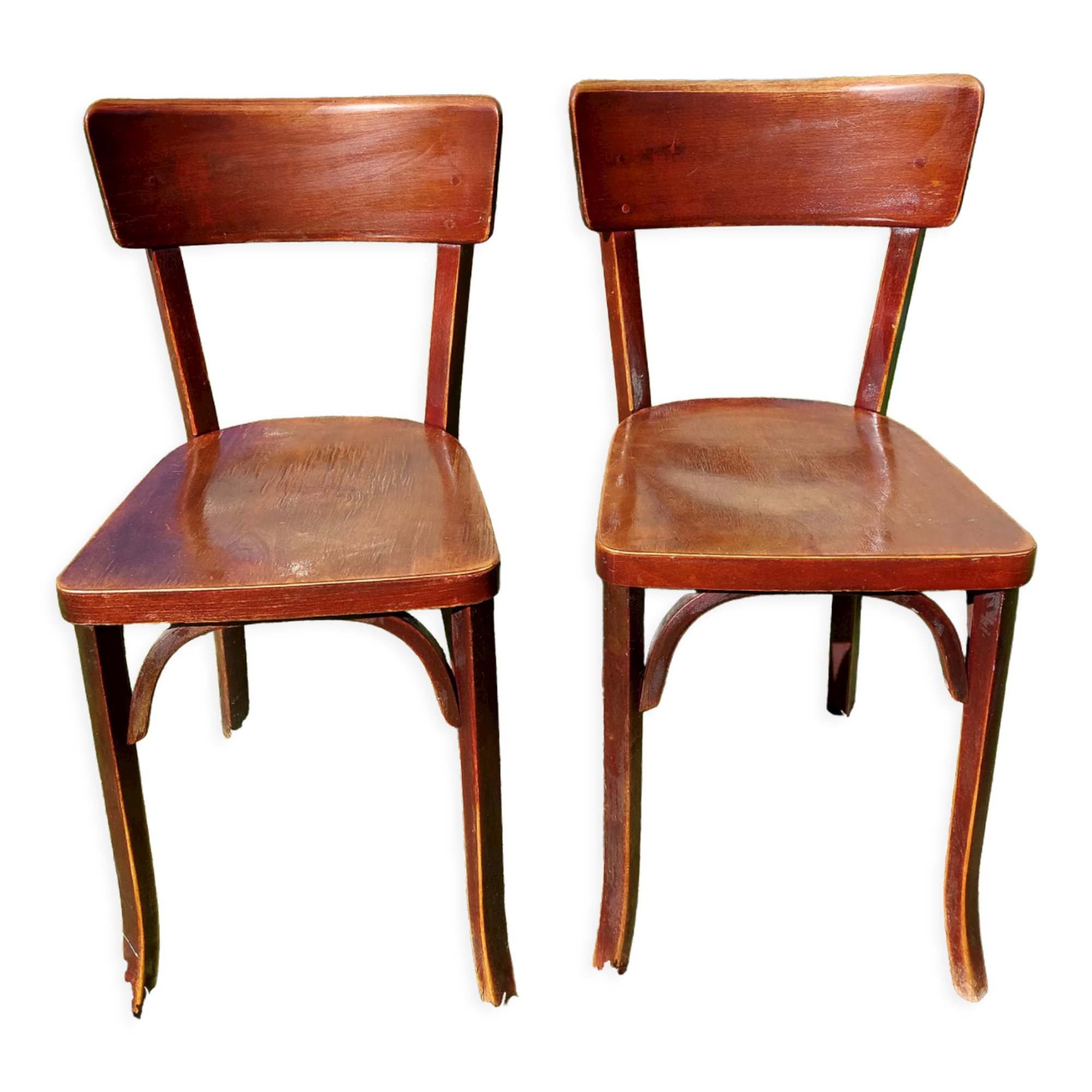 Pair of baumann bistro chairs, dark oak color