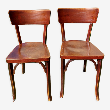 Paire de chaises bistrot baumann, couleur chêne foncé