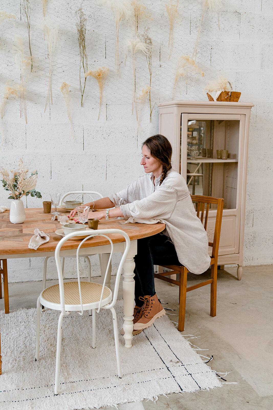 Oval marquetry table – solid wood
