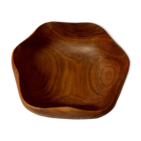 vintage salad bowl in solid teak, Scandinavian design, free form