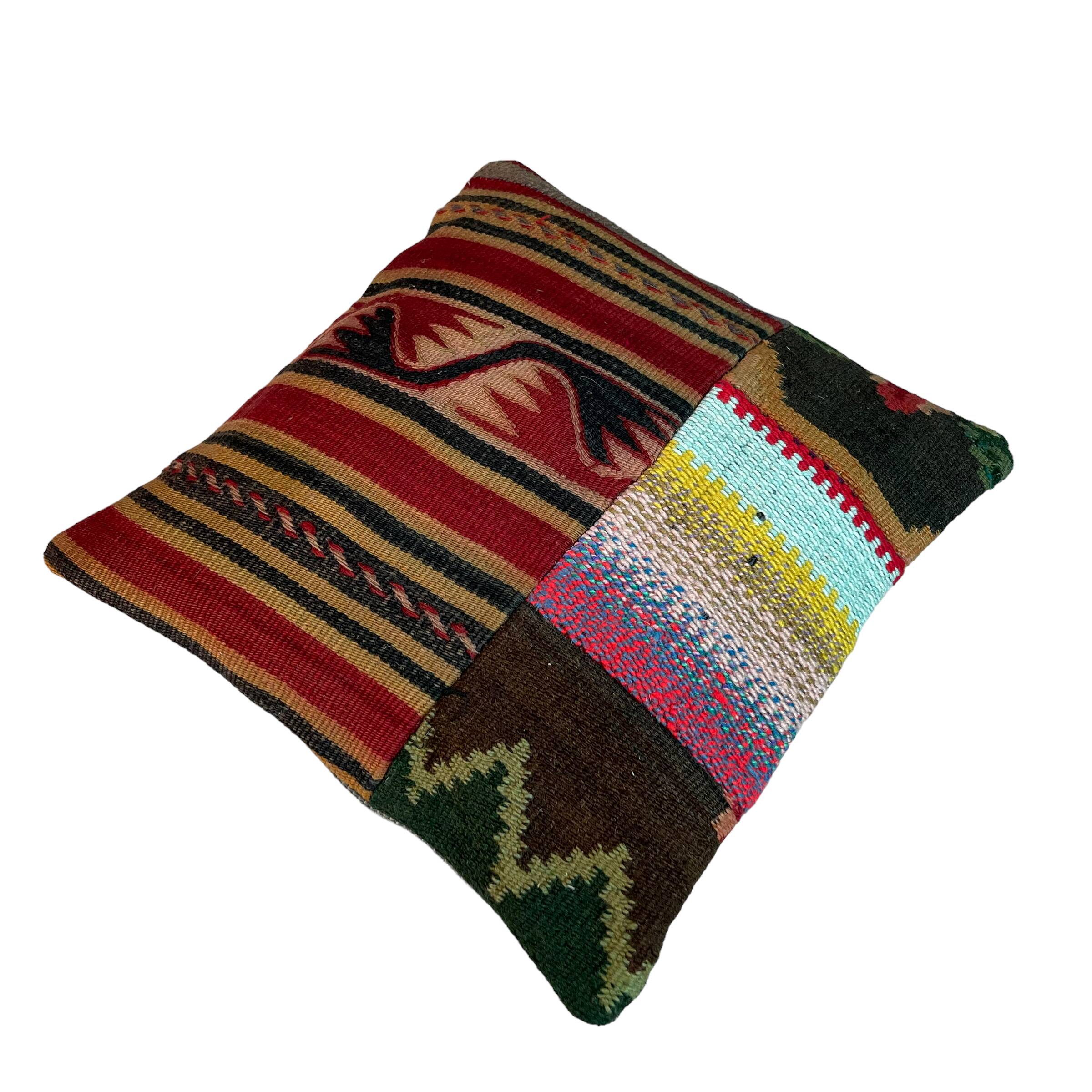 Turkish kilim patchwork cushion cover