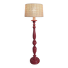 Lampadaire vintage année 1980 revisité en rouge et bois