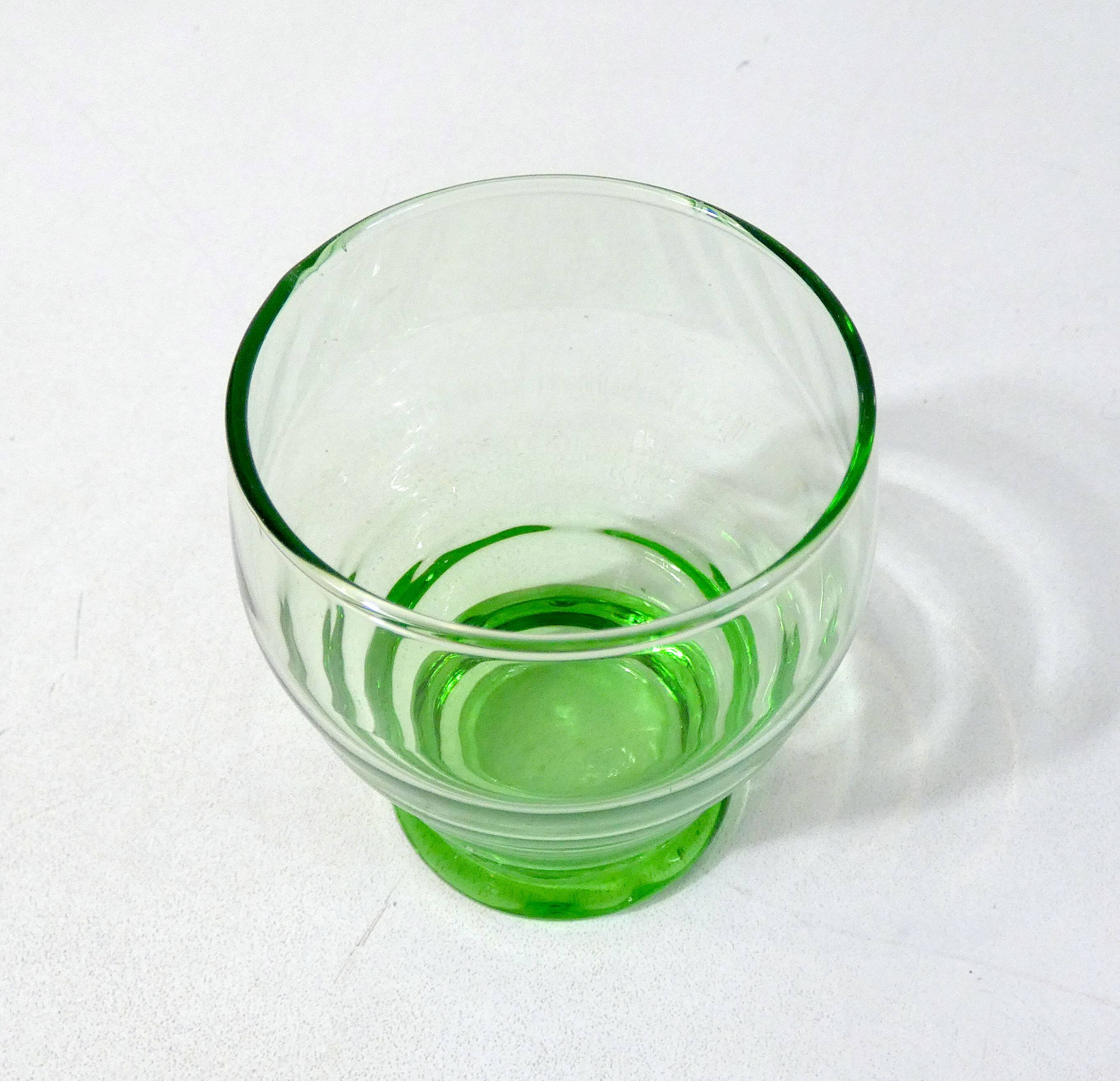 old service 10 water glasses and carafe in blown glass