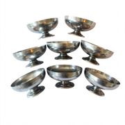 8 vintage 70s ice cream bowls, stainless steel, made in France