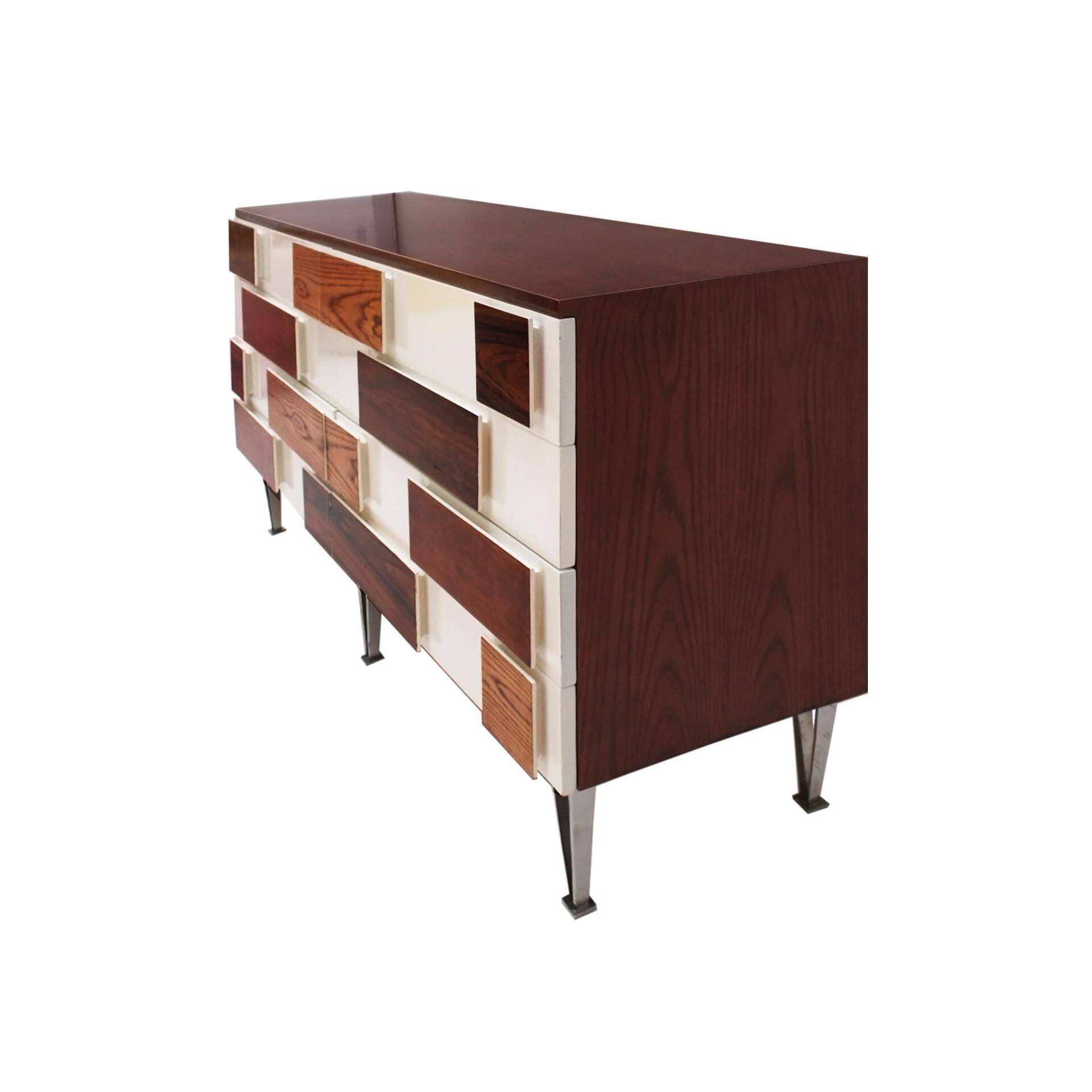 Italian Sideboard in Solid Wood with Steel Legs