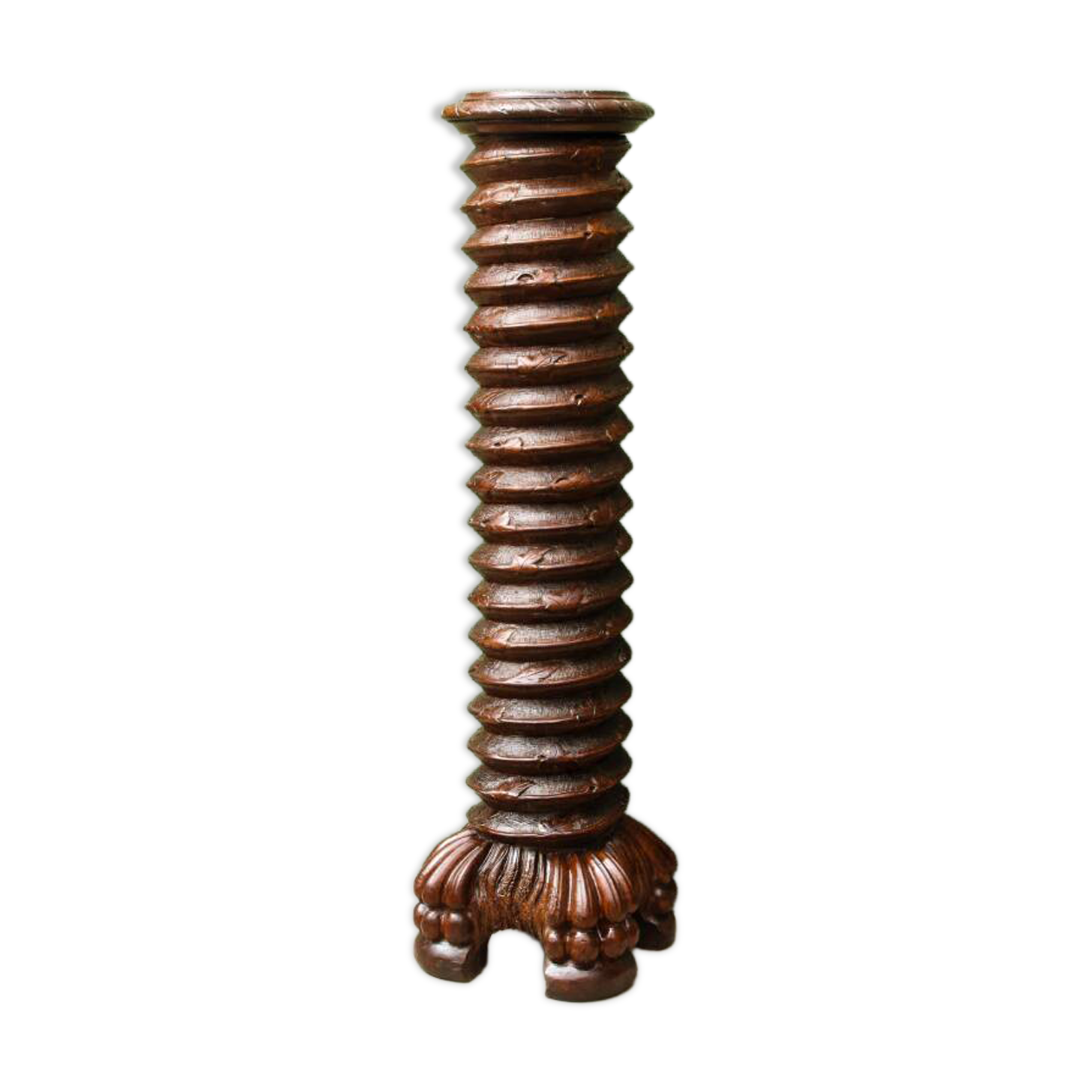Column, carved walnut press screw, 19th century