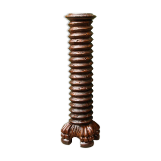 Column, carved walnut press screw, 19th century