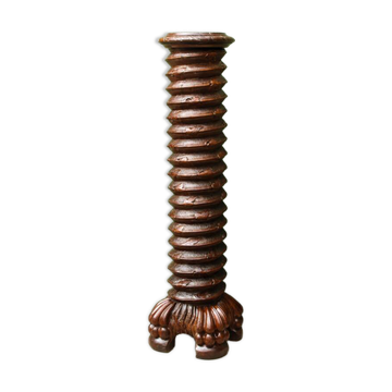 Column, carved walnut press screw, 19th century