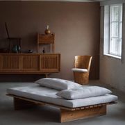 Modern Danish daybed, reupholstered, made of pine, by Nyt i Bo, 1970s.