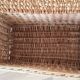 Antique rattan and wicker toy chest, bench, bed end