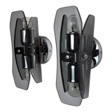 Pair of black Veca wall lamps, murano glass, Italy, 1960