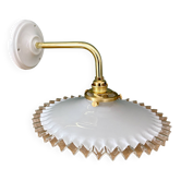 Vintage wall lamp with a white lace opaline shade.