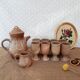 Vintage stoneware 8 mazagrans teapot and milk jug set