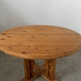 French design pine table and chair set from the 70s brutalist vintage arcs