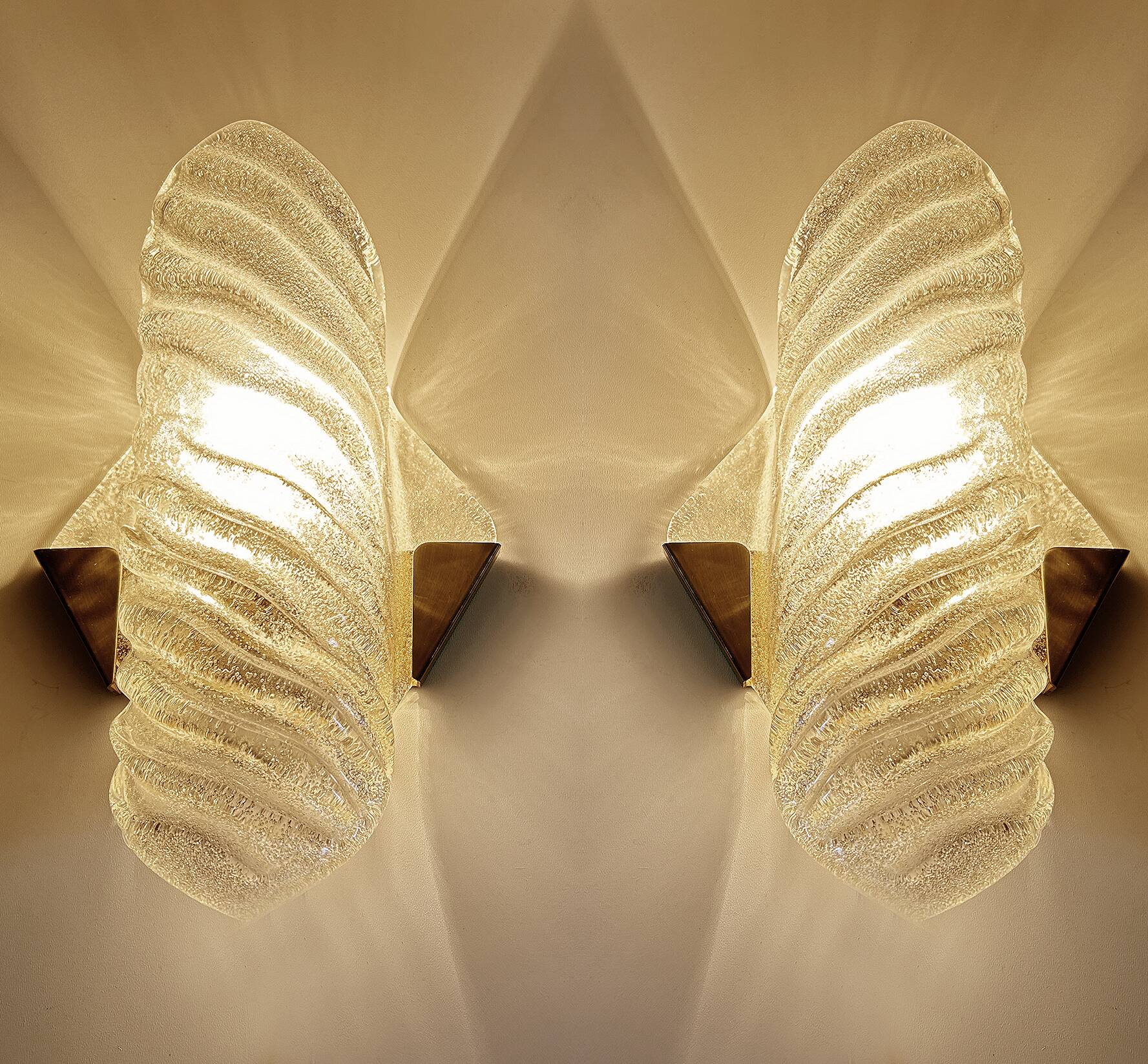 Pair of large Murano glass wall lights