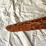 Vintage rectangular woven rattan wall mirror