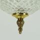Midcentury ceiling light massive belgium textured glass gold-plated alu 70s