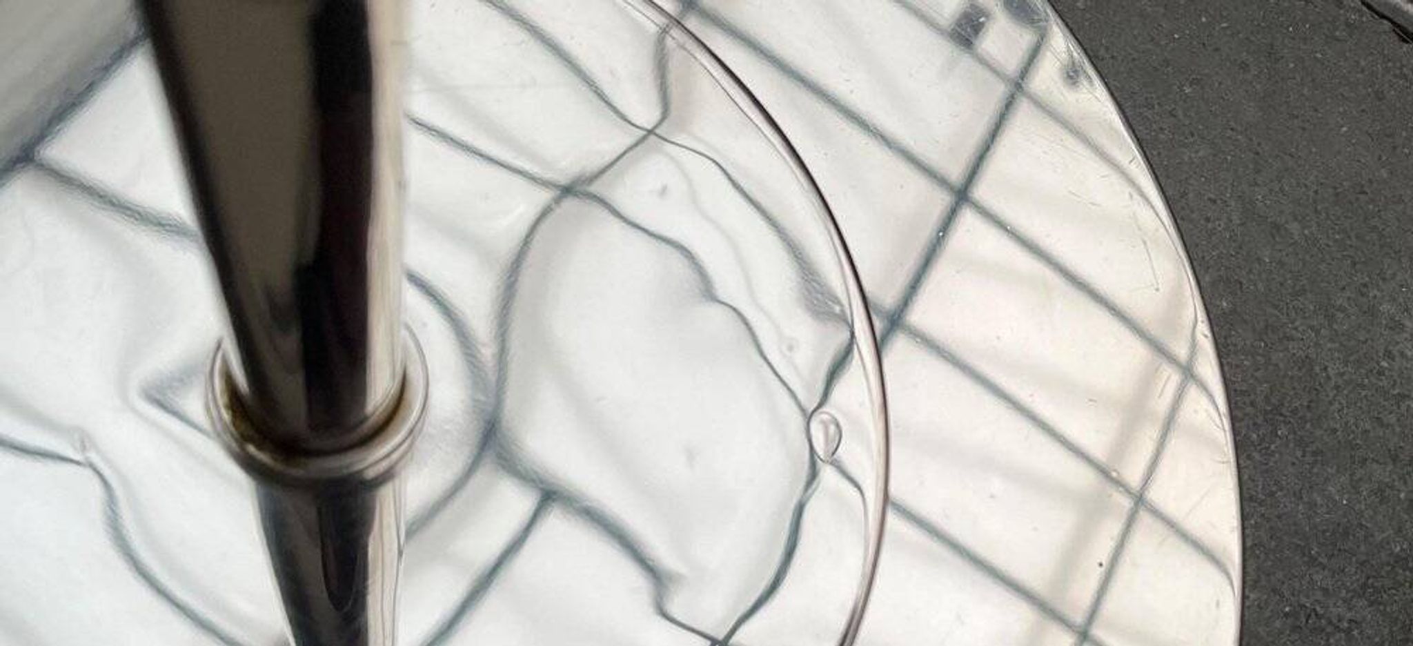 Spherical chrome and glass planetary floor lamp from the mid-century German space age by Doria Leuchten, 1960s.