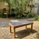 Vintage coffee table in solid wood and slate – 1970s – Modernist style