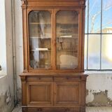 Old XL Napoleonic oak glass bookcase, 19th century
