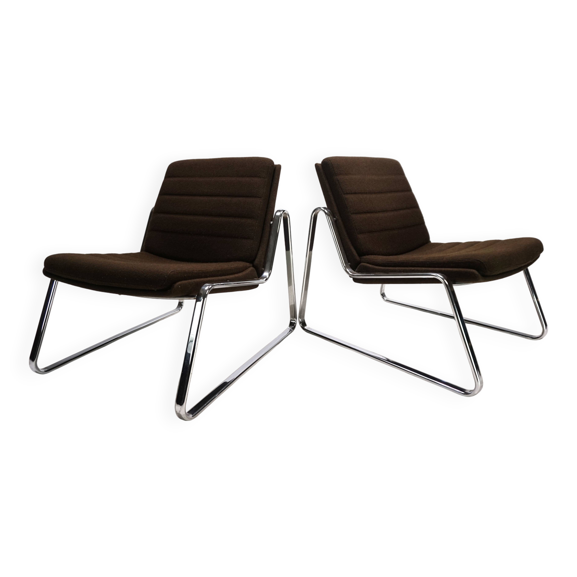 Set of two Drabert chrome lounge chairs by Gerd Lange, 1970