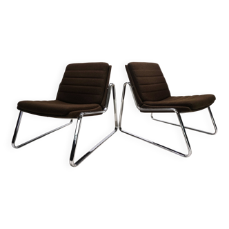 Set of two Drabert chrome lounge chairs by Gerd Lange, 1970