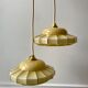 Pair of suspensions in opaline glass cream and silver border art deco 30s