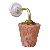Vintage tulip wall lamp in pink Clichy glass