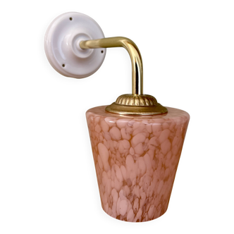 Vintage tulip wall lamp in pink Clichy glass