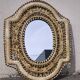 Wall mirror peacock filigree in rattan and wicker