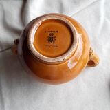 Vintage sugar bowl in Lunéville earthenware, terracotta colour.