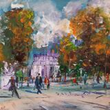 Oil on canvas, a public garden, signed Jacques Wallart.