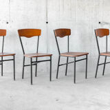 Set of 4 wood and metal vintage chairs