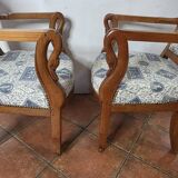 Pair of 19th century restoration armchairs in cherry wood