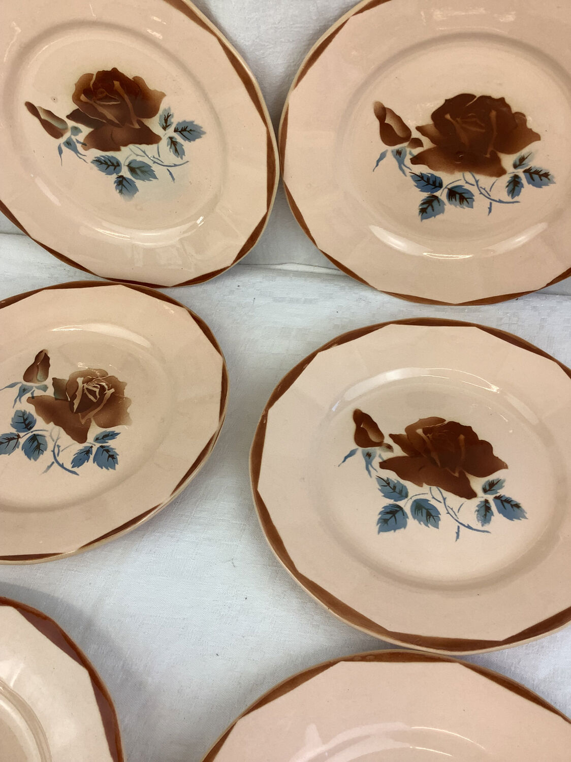6 old flat plates made in france digoin sarreguemines