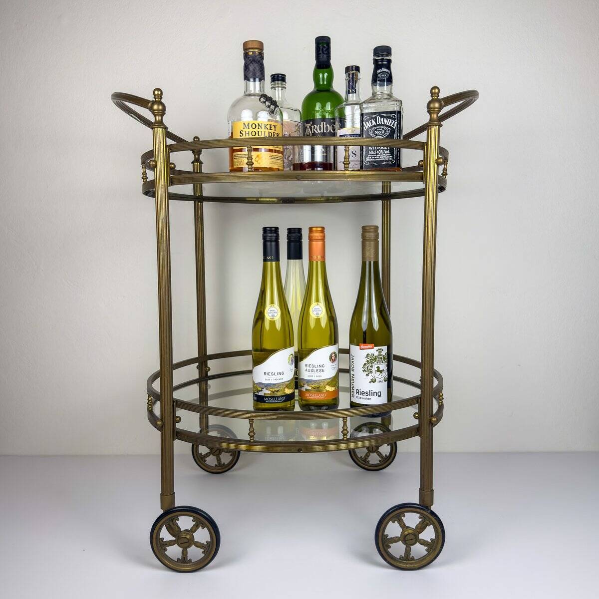 Vintage French brass bar cart, 1950s