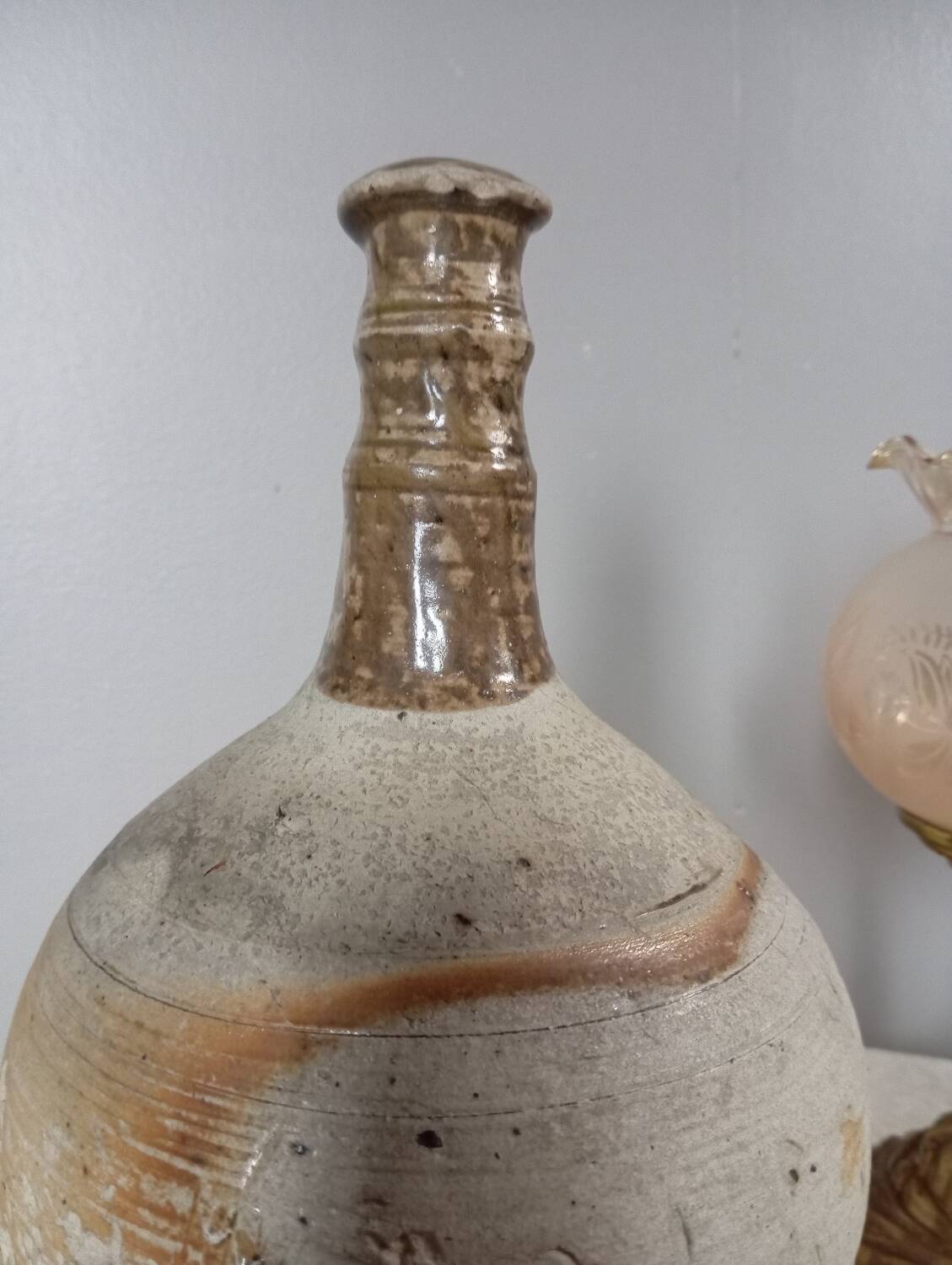 Cruche poterie antique grès brut imparfait, 18/19eme