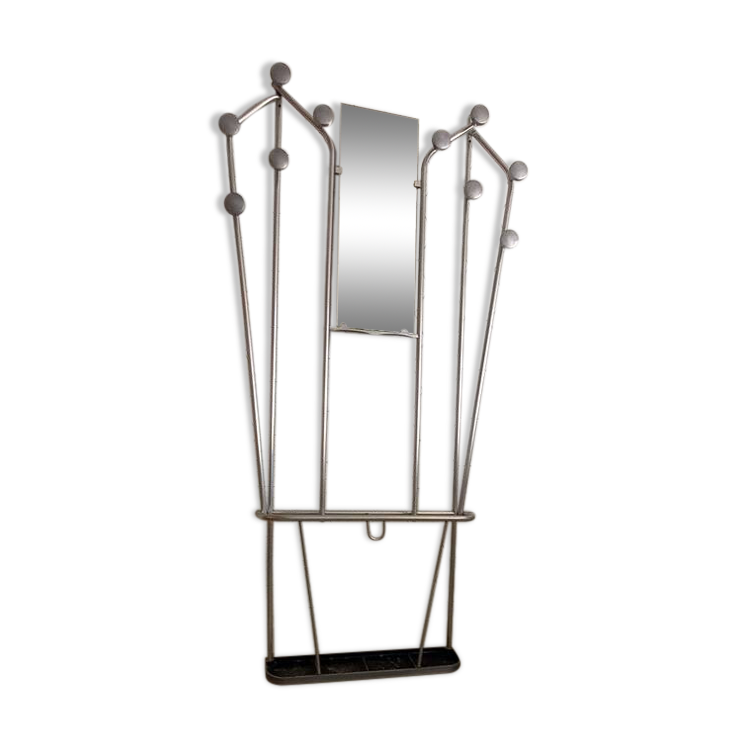 Vintage aluminum wall coat rack.