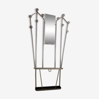 Vintage aluminum wall coat rack.