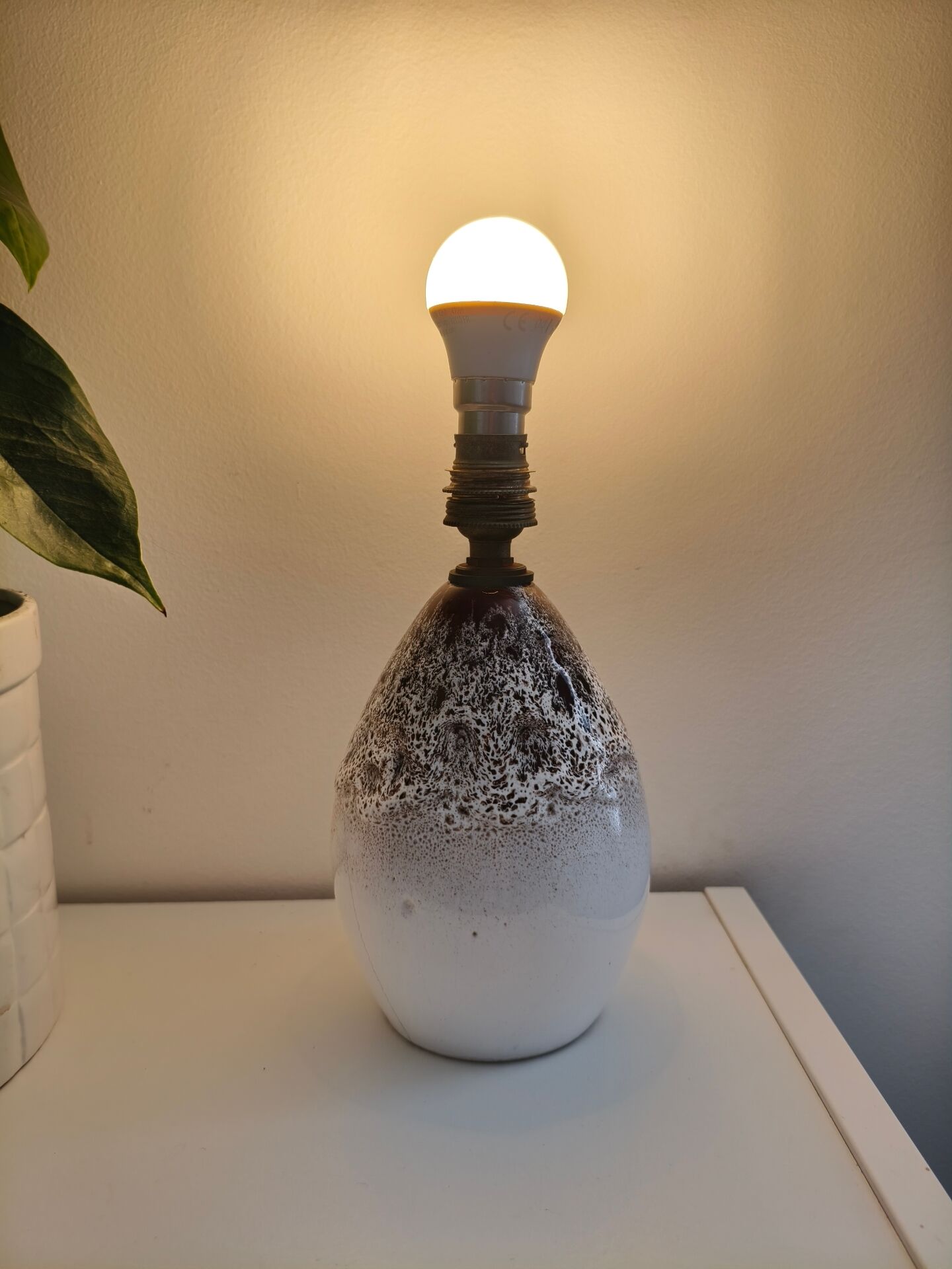 Vintage lamp base in glazed ceramic