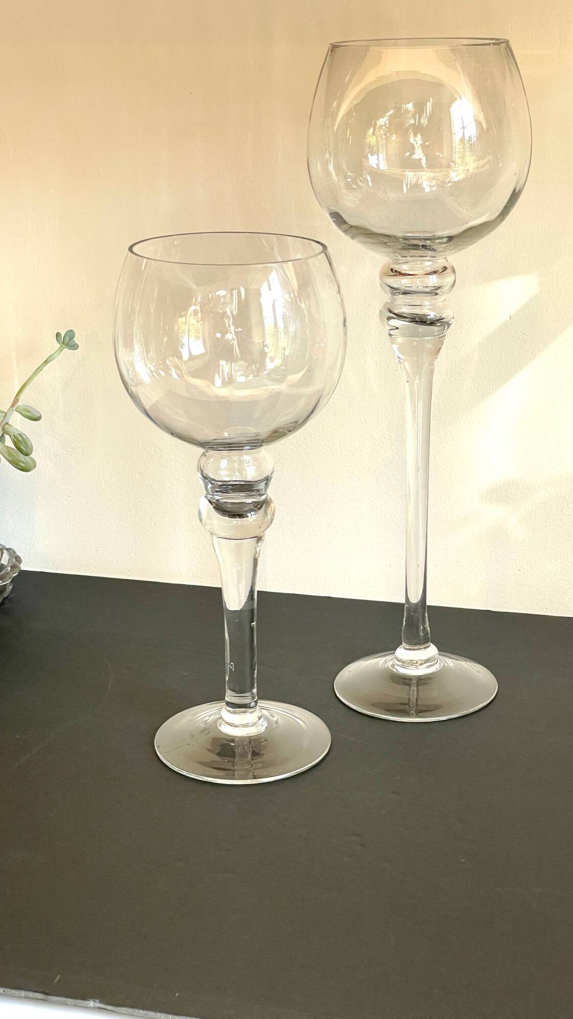 Duo of xl tealight holders in vintage crystal