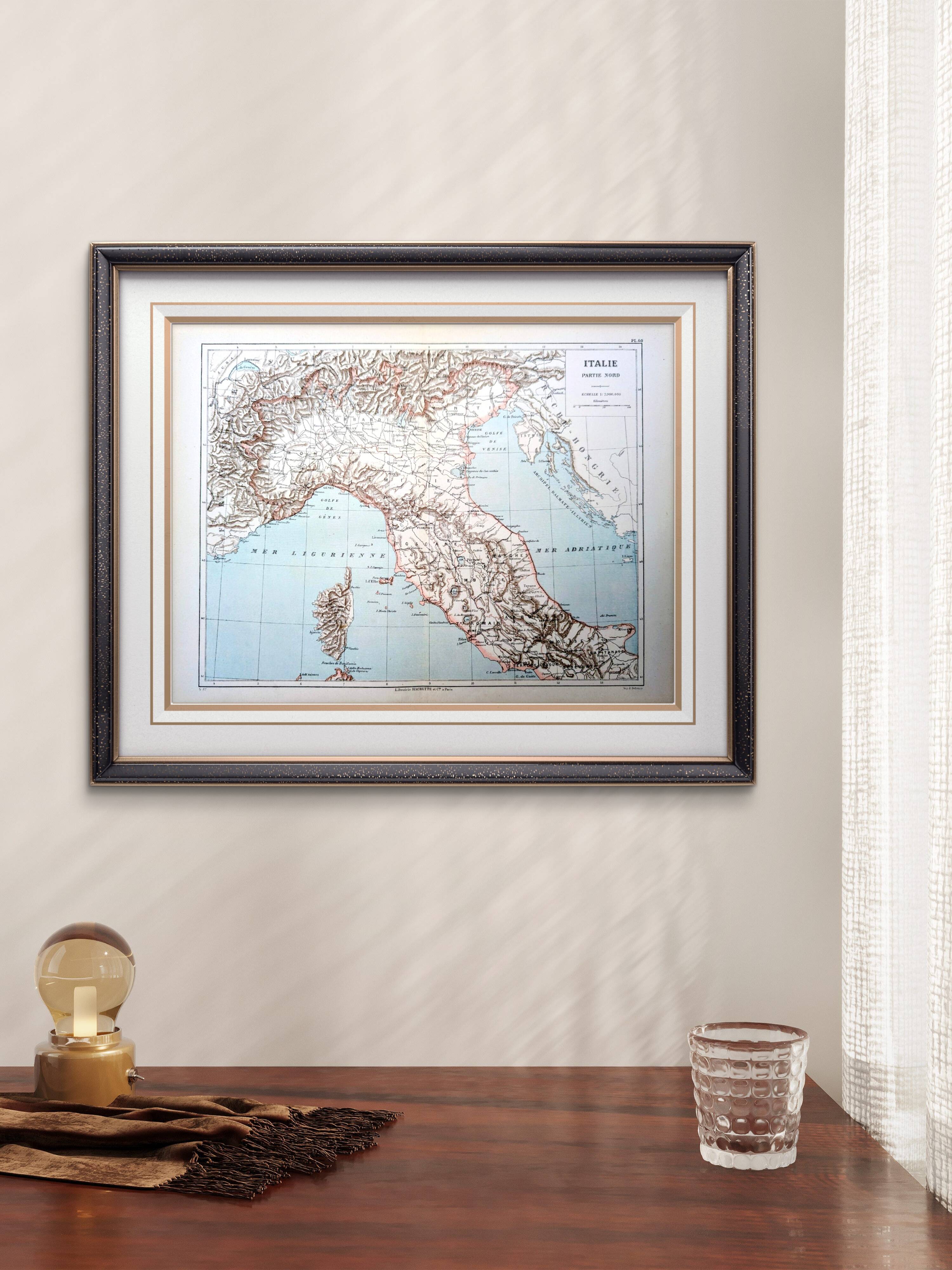 Northern Italy, historical map, 1887.