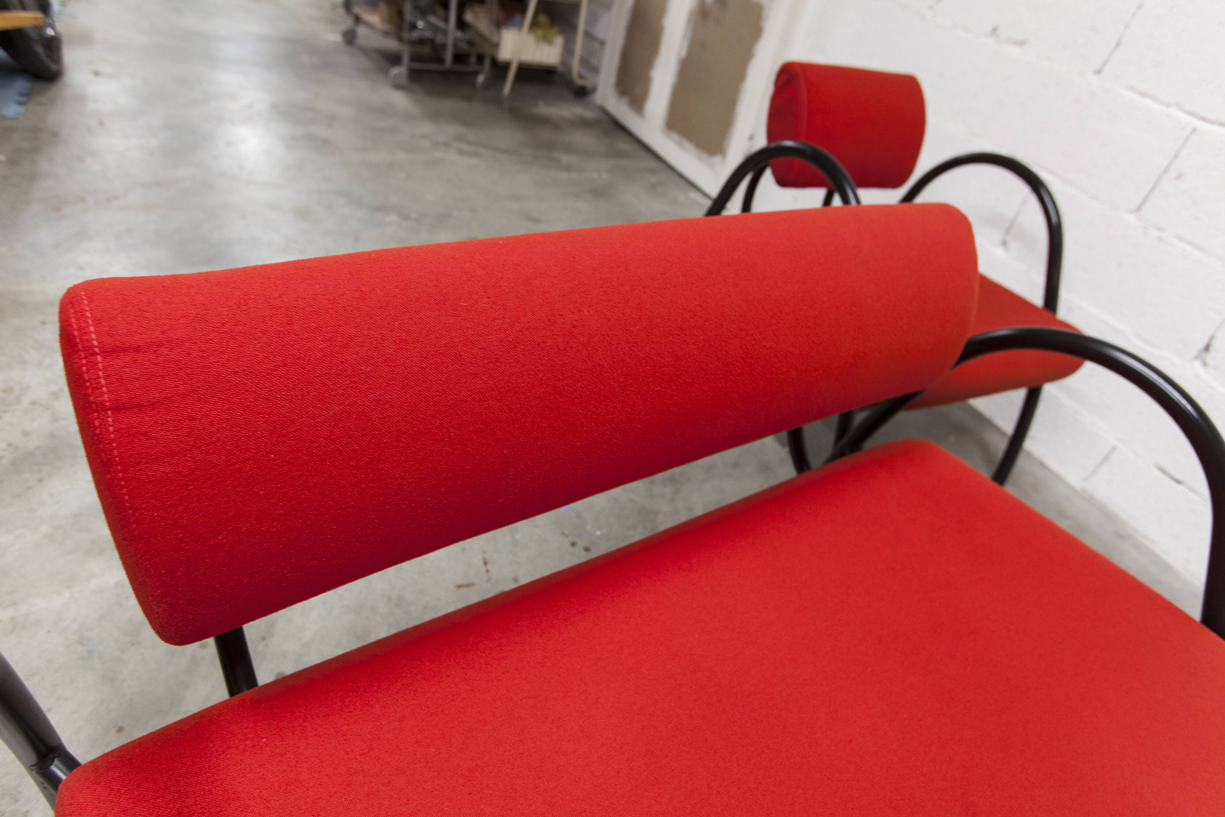 Sofa set with 2 designer armchairs 2001 red