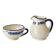 Handcrafted ceramic pitcher and bowl signed – blue decor – vintage tableware