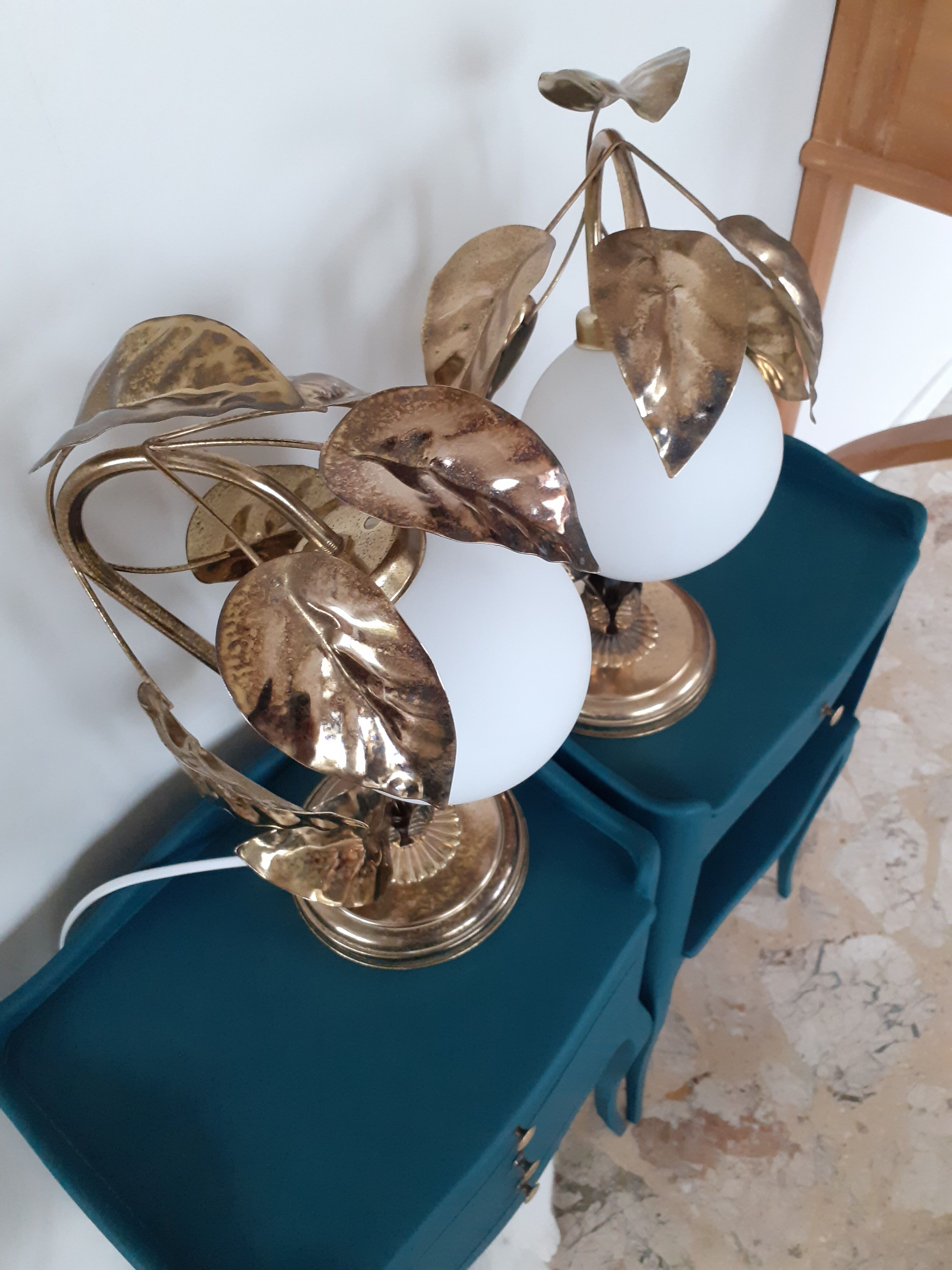Paire de lampes métal doré