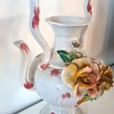 Capodimonte porcelain jug – Italy 20th century – floral decoration