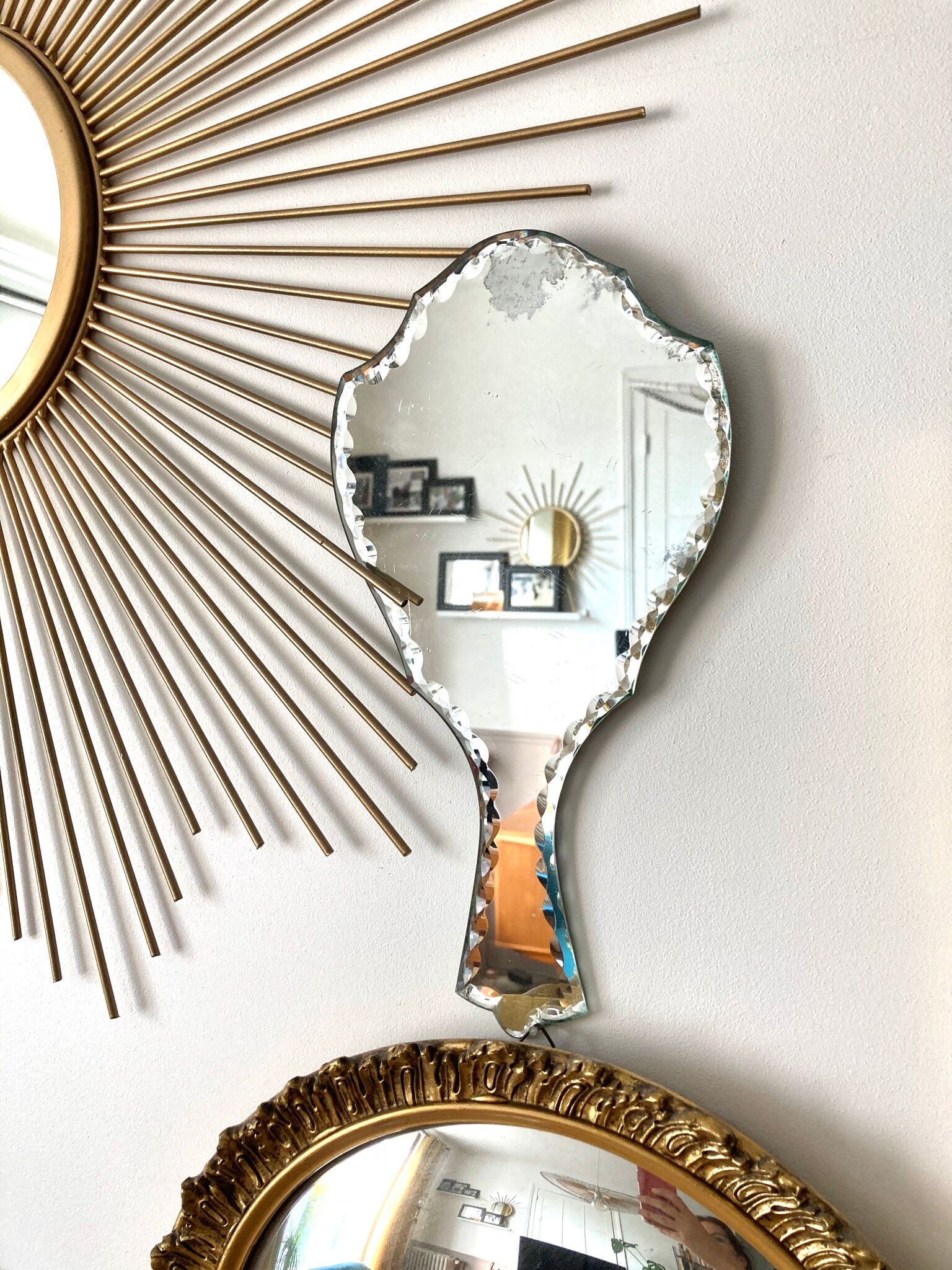 Miroir face à main biseauté 28x15 Vintage