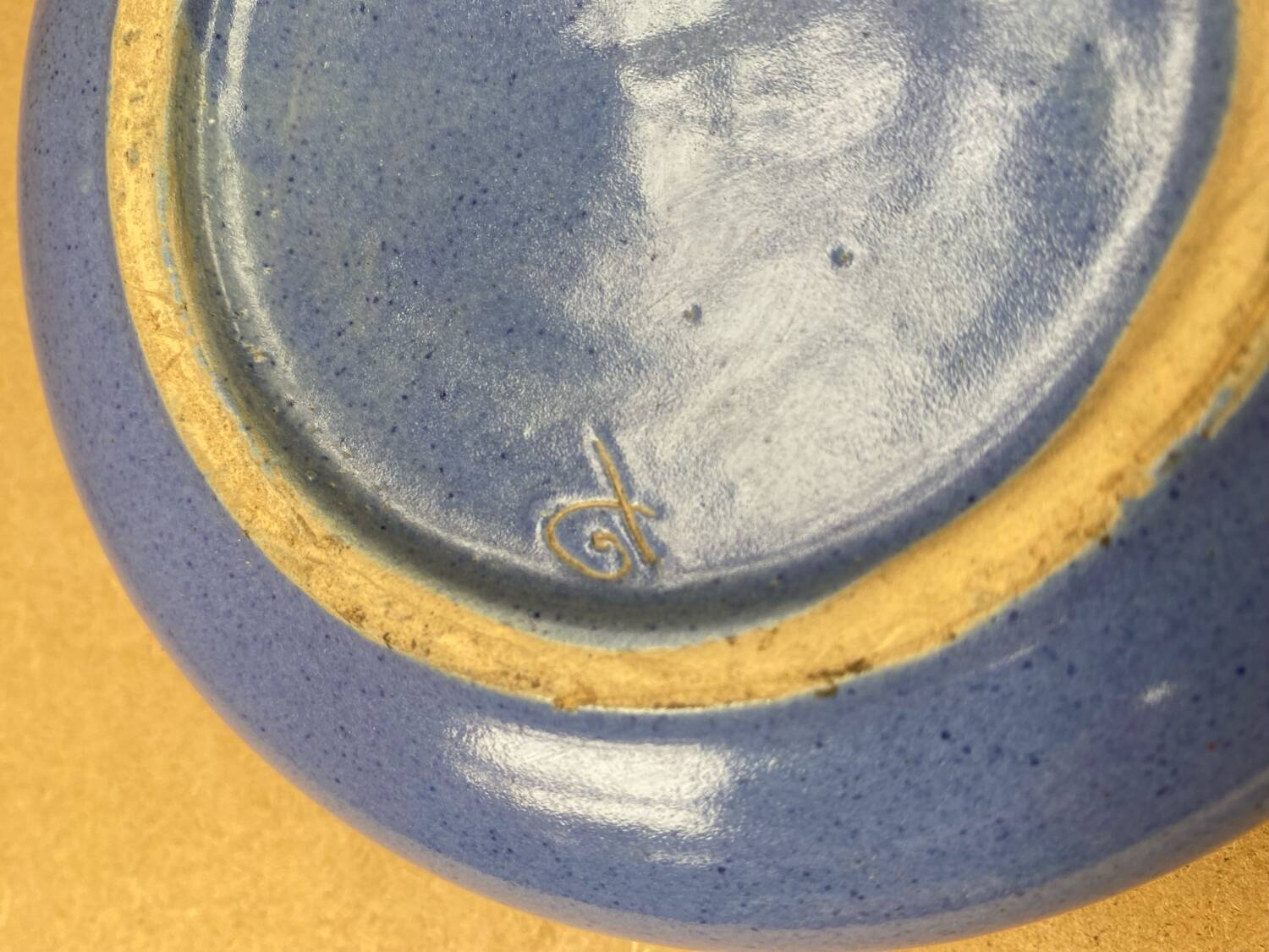 Antique Blue Glazed Ceramic Ashtray White Relief Decor Vintage