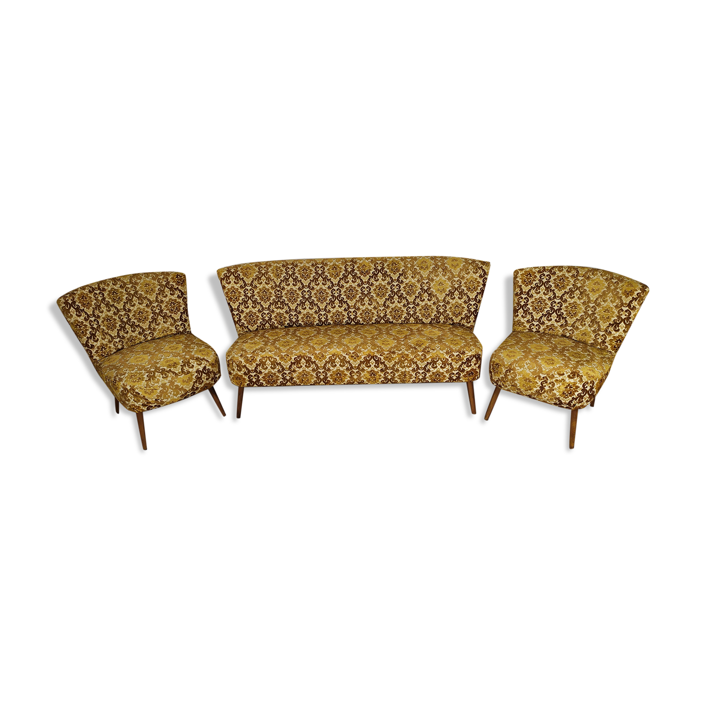 Bench and 2 vintage cocktail armchairs