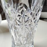 Crystal vase signed Sèvres France, star motifs, crosses, hardwoods